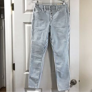 Striped high waisted skinny jeans size 8